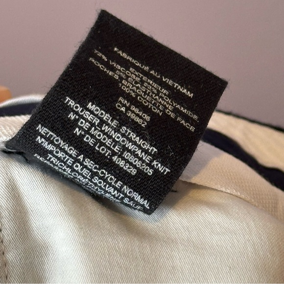 Theory Straight Trouser Windowpane Knit Pant Navy 2 - Picture 9 of 9